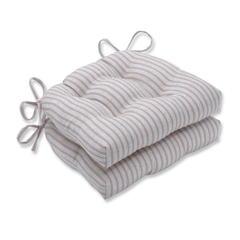 Set of 2 Harlow Stripe Blush Reversible Chair Pad - Pillow Perfect