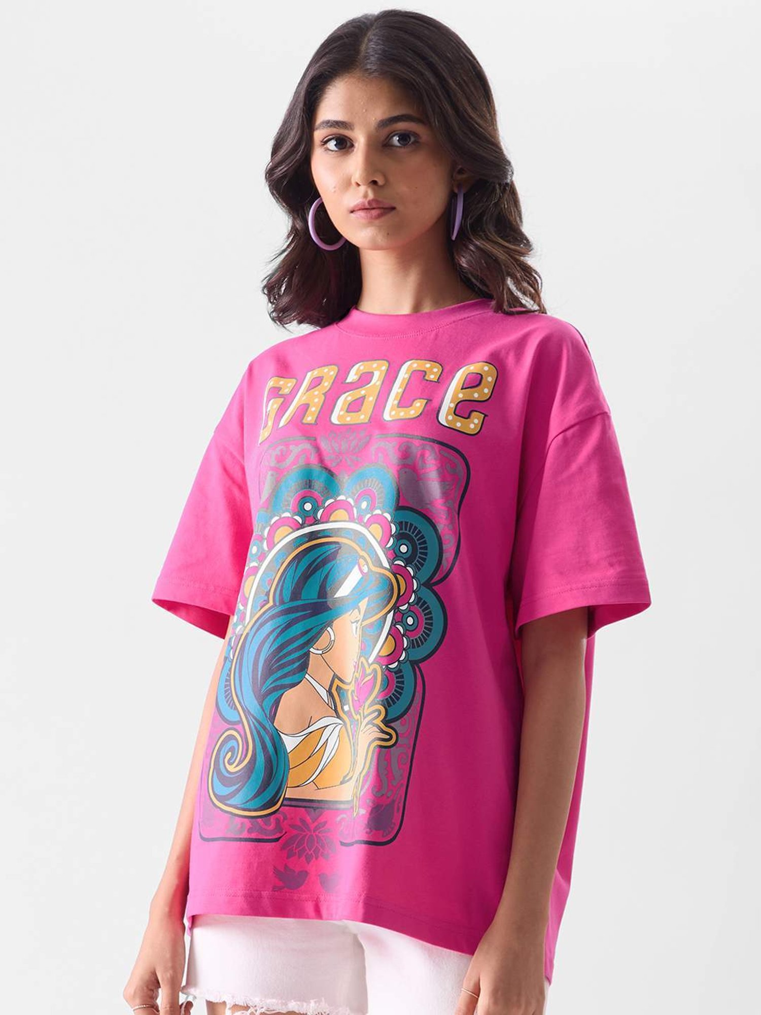 The Souled Store Pink Cotton Printed T-Shirt