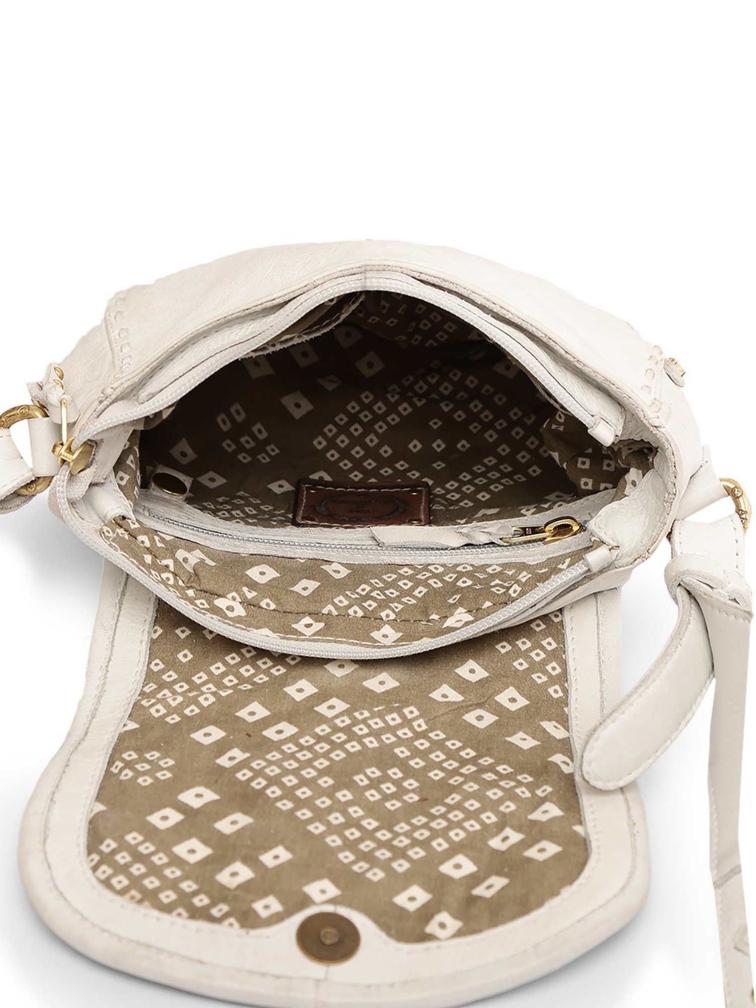 Art N Vintage Floral Bliss White Leather Embroidered Small Sling Handbag