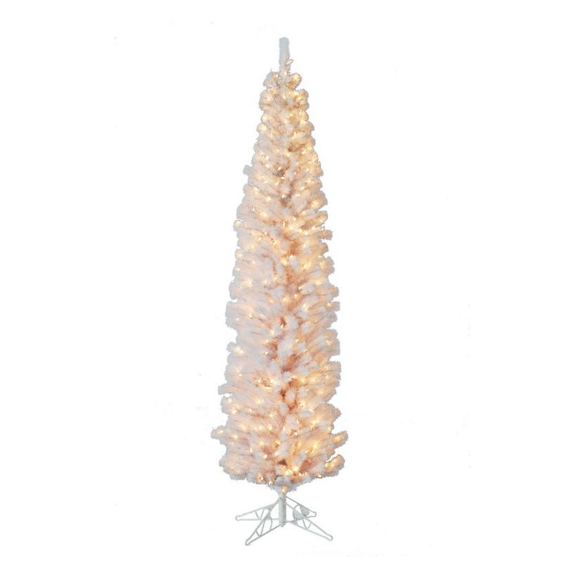 Kurt Adler 7' Pre-Lit White Winchester Pencil Tree