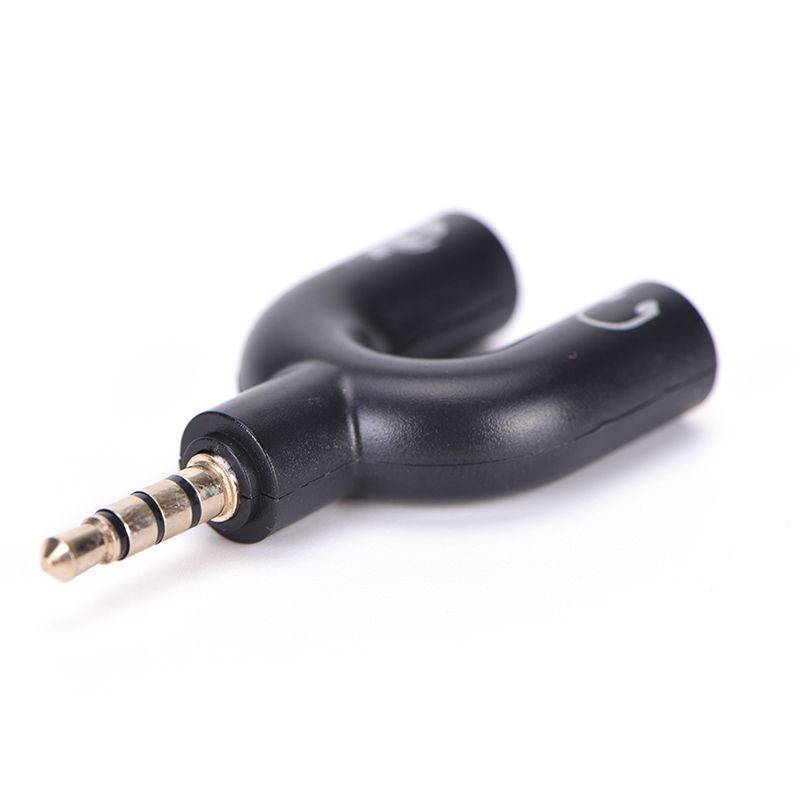 3.5mm Black Stereo Splitter Audio to Mic & Headset Jack Plug Adapter For Phone