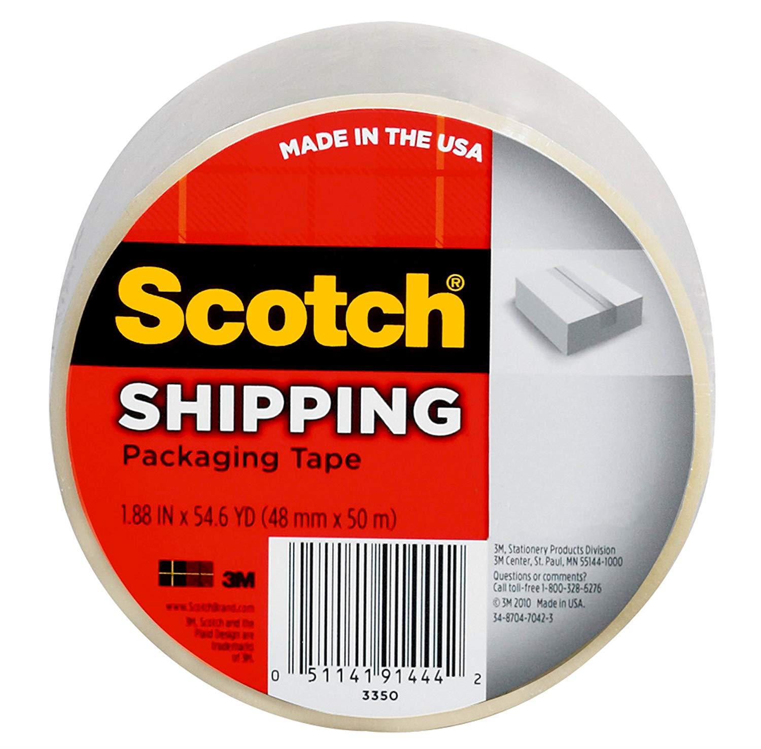 Scotch Lightweight Shipping Packaging Tape, 1.88 Inches x 54.6 Yards, 1 Roll (3350)