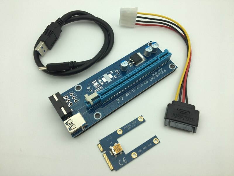 Mini PCIE Riser Card PCI-E PCI Express 1x to 16x USB 3.0 Cable SATA to 4Pin IDE Molex Power Supply for BTC Miner Machine Mining