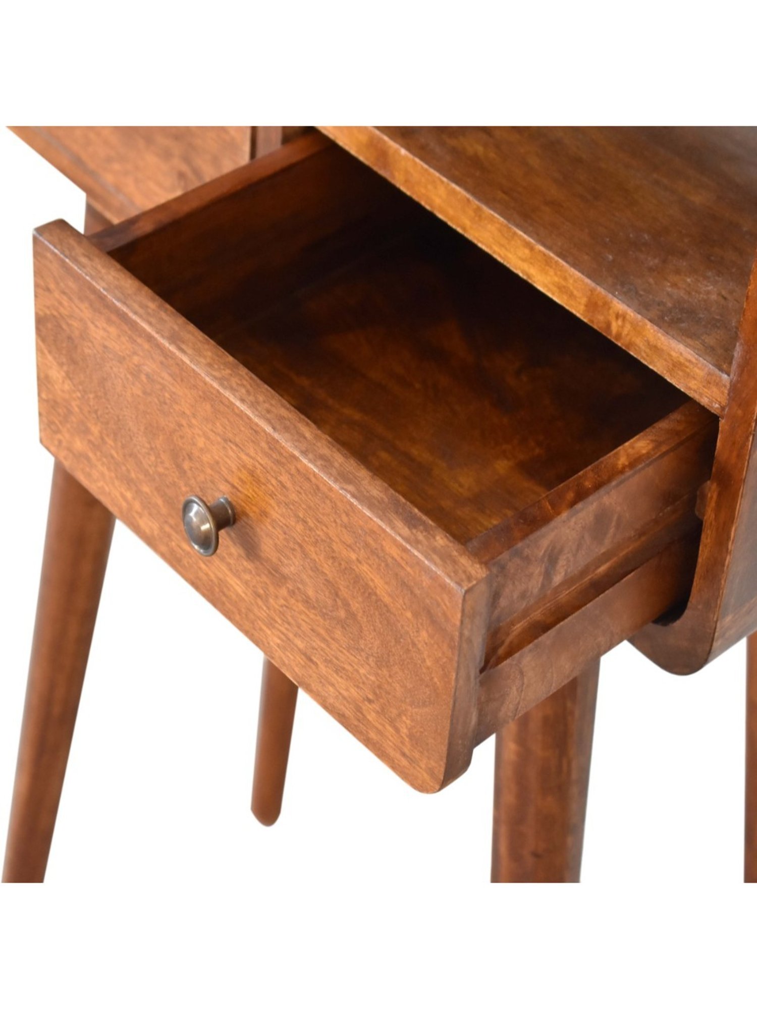 Artisan Furniture Mini Chestnut Brown Wood Curved Console Table