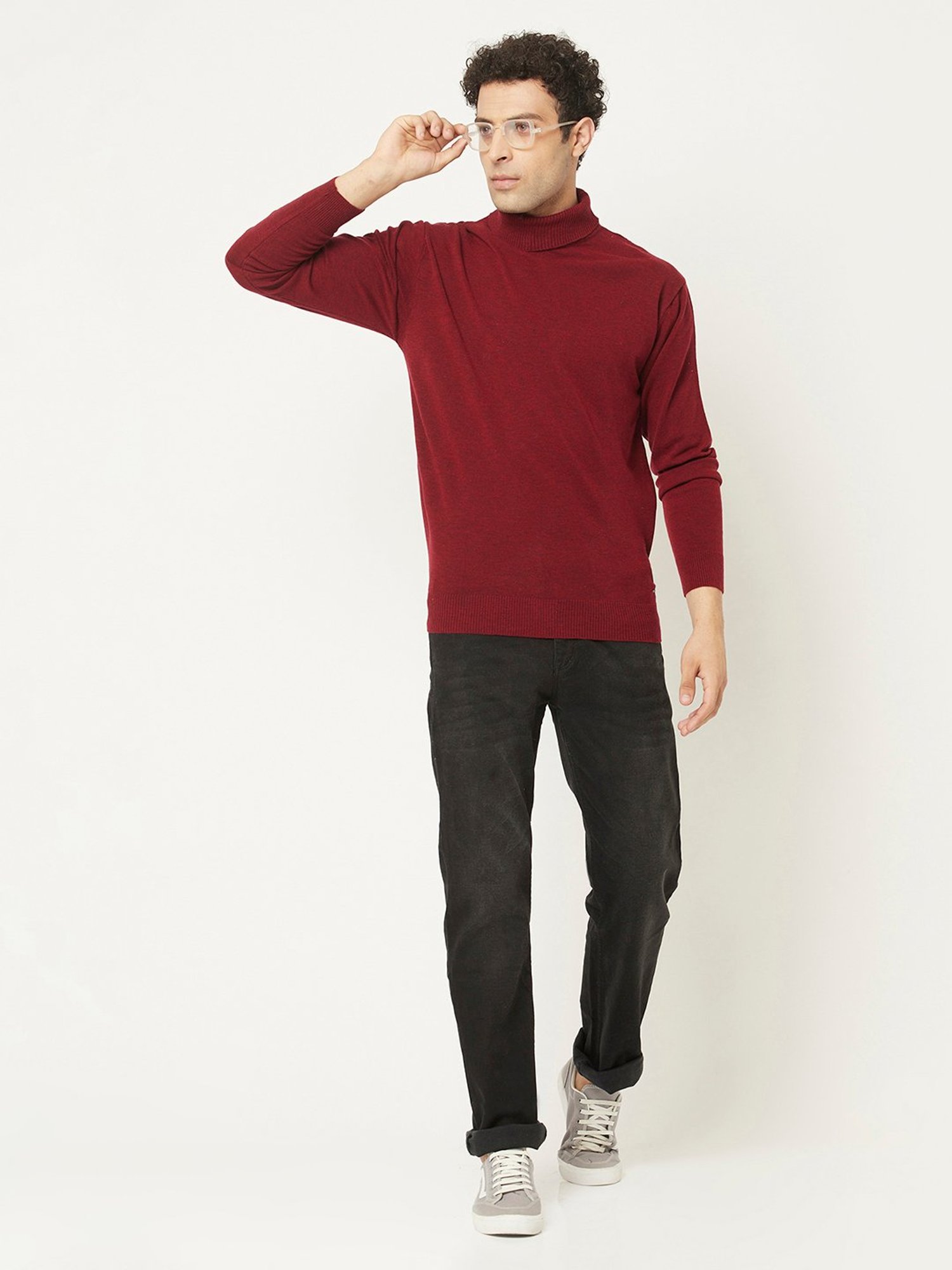 Crimsoune Club Maroon Regular Fit High Neck Sweater