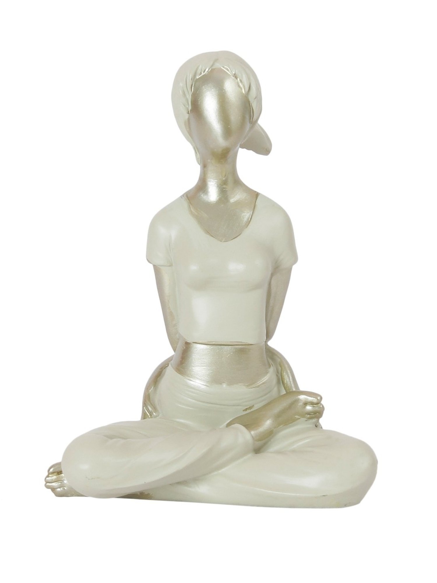 Tayhaa White Polyresin Healthy Yoga Pose Figurine Showpiece - Set of 1