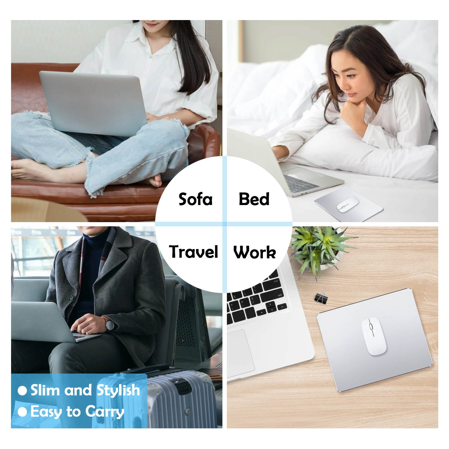 Metal Aluminum Double Sided Mouse Pad (Small Size) - Silver