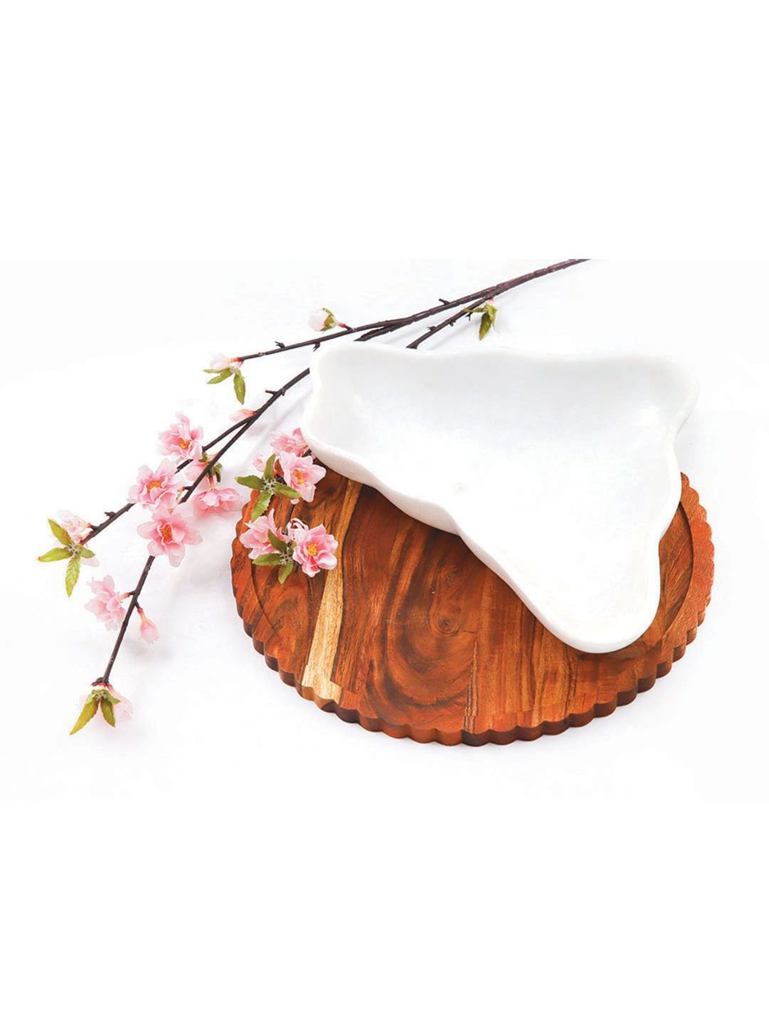 ICraft White Marble Aakaar Platter - Set of 1