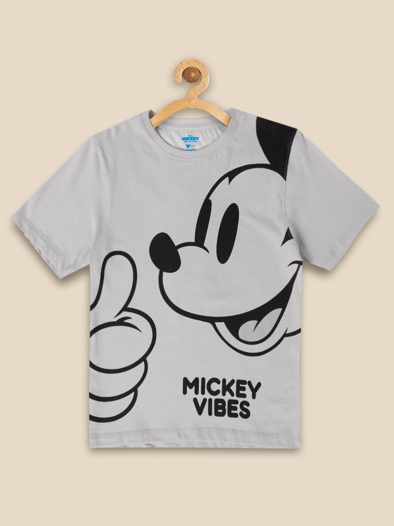 Boysville Grey & Black Cotton Printed Mickey T-Shirt