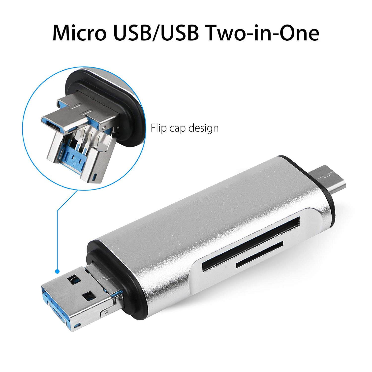3in1 Type-C USB Micro OTG Card Reader for TF SD Android Computer, 3 in 1 SD/TF Card Reader with USB-C / USB / Micro USB Port.