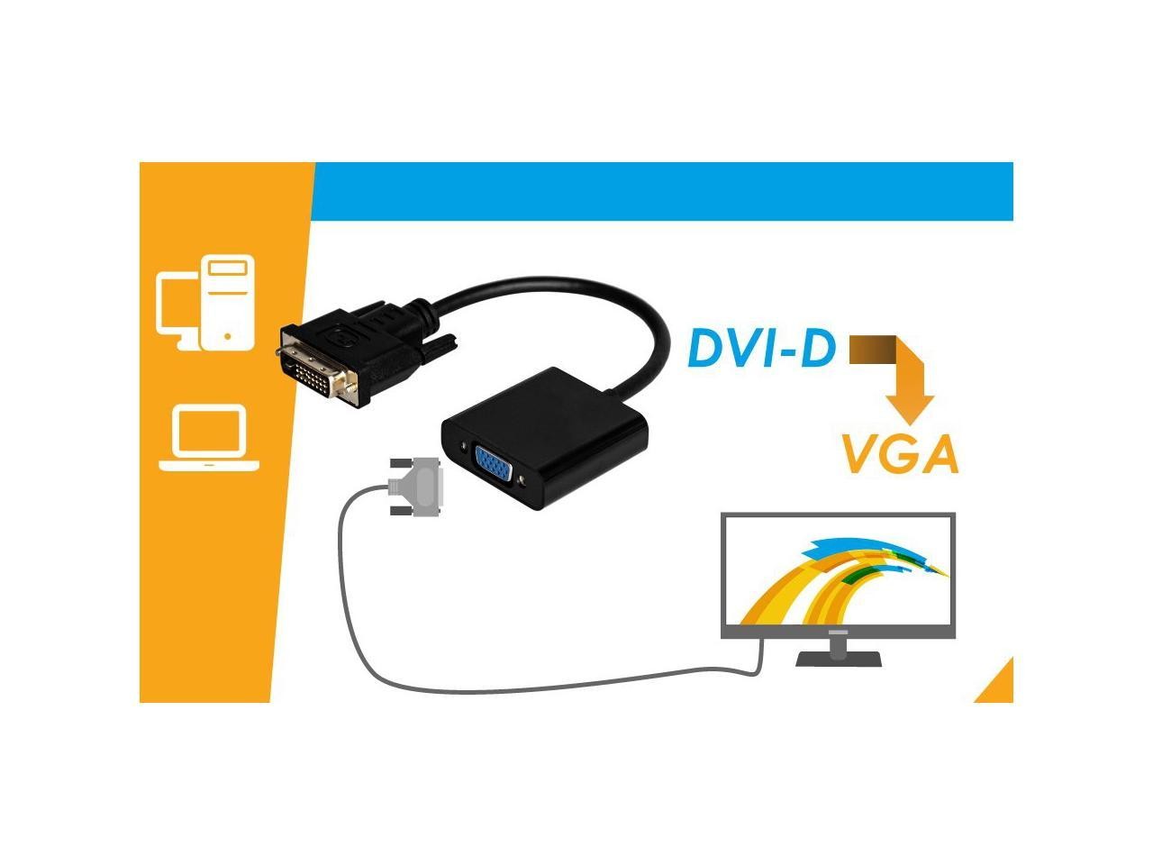 DVI-D to VGA Adapter Converter - 1080P Male to Female M/F Video Adapter Cable for DVI-D 24+1 for DVI Device, Laptop, PC to VGA Displays, Monitors, Projectors (DVI 2 VGA)
