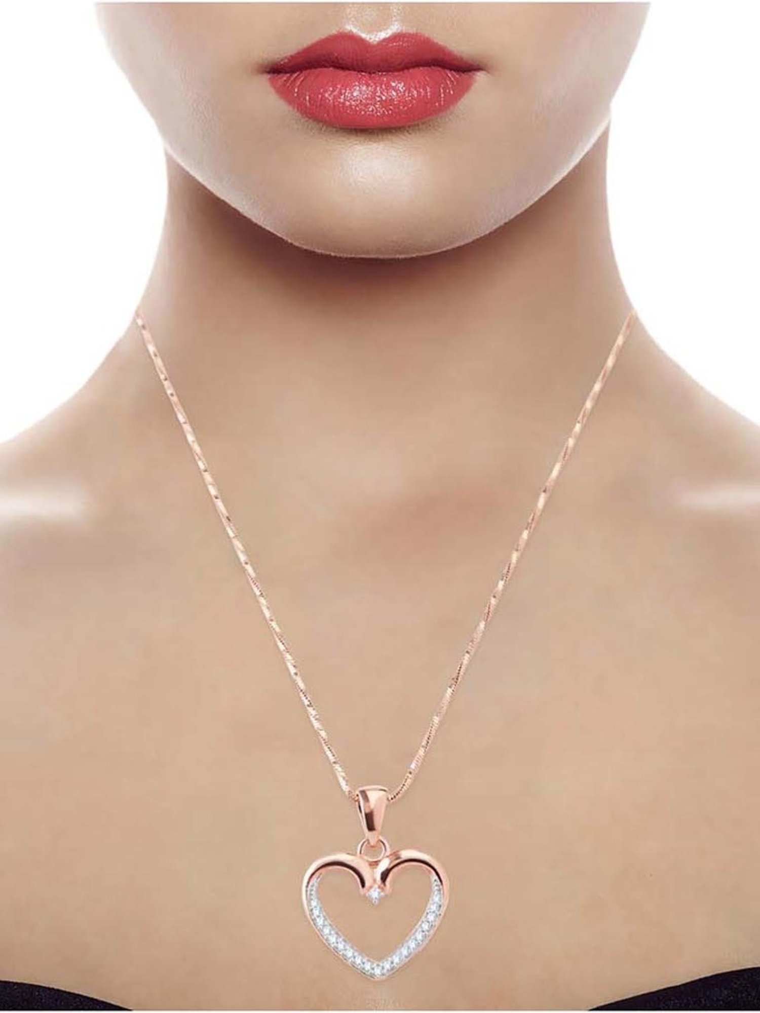Anayra 92.5 Sterling Silver Heart Pendant with Chain for Women