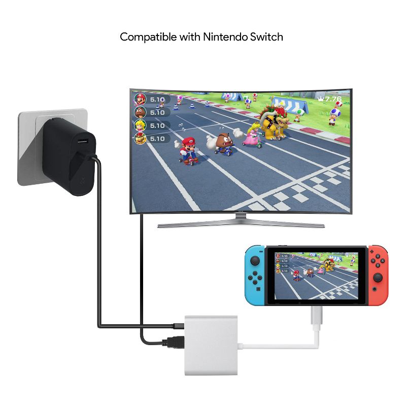 Dartwood 3-in-1 USB Type C Hub, Type C to HDMI Converter Adapter, 4K Multiport USB 3.0 + USB-C Port for MacBook, Chromebook, Nintendo Switch