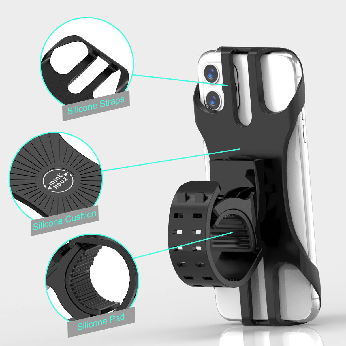 Minthouz Bike Phone Holder, Motorcycle Phone Mount, Bicycle Phone Mount, 360&deg;Rotational Mountain Dirt Bike & Scooter Handlebar & Motorcycle Phone Holder, for 4.5''-7'' Cellphones