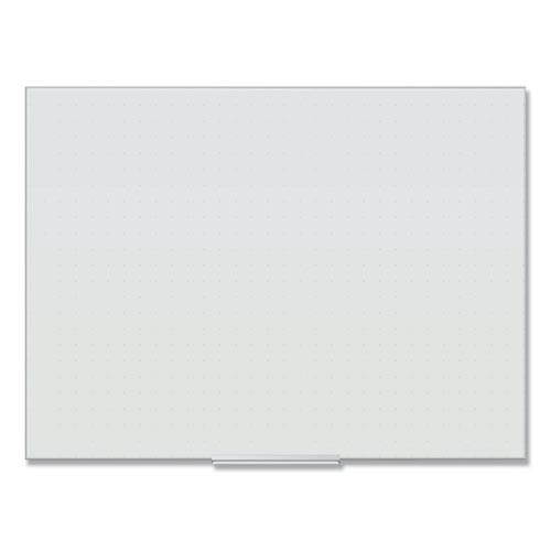 Floating Glass Ghost Grid Dry Erase Board, 48 x 36 Inches, White Frosted Surface, Frameless UBR2799U0001