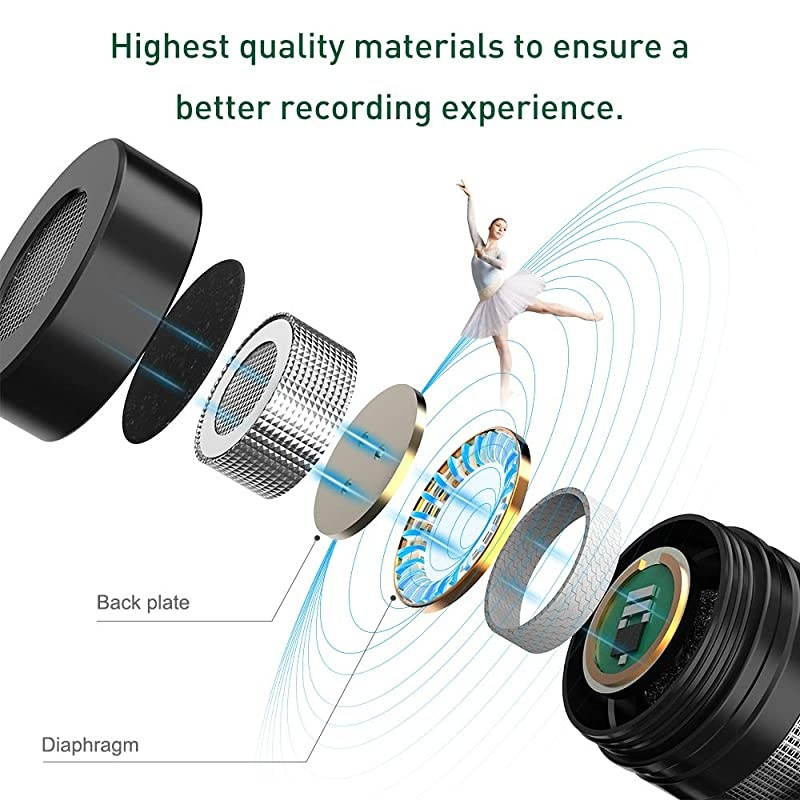 Premium 16 Feet Dual-head Lavalier Microphone, Professional Lapel Clip-on Omnidirectional Condenser Mic for Apple iPhone,Android,PC,Recording Youtube,Interview,Video Conference,Podcast