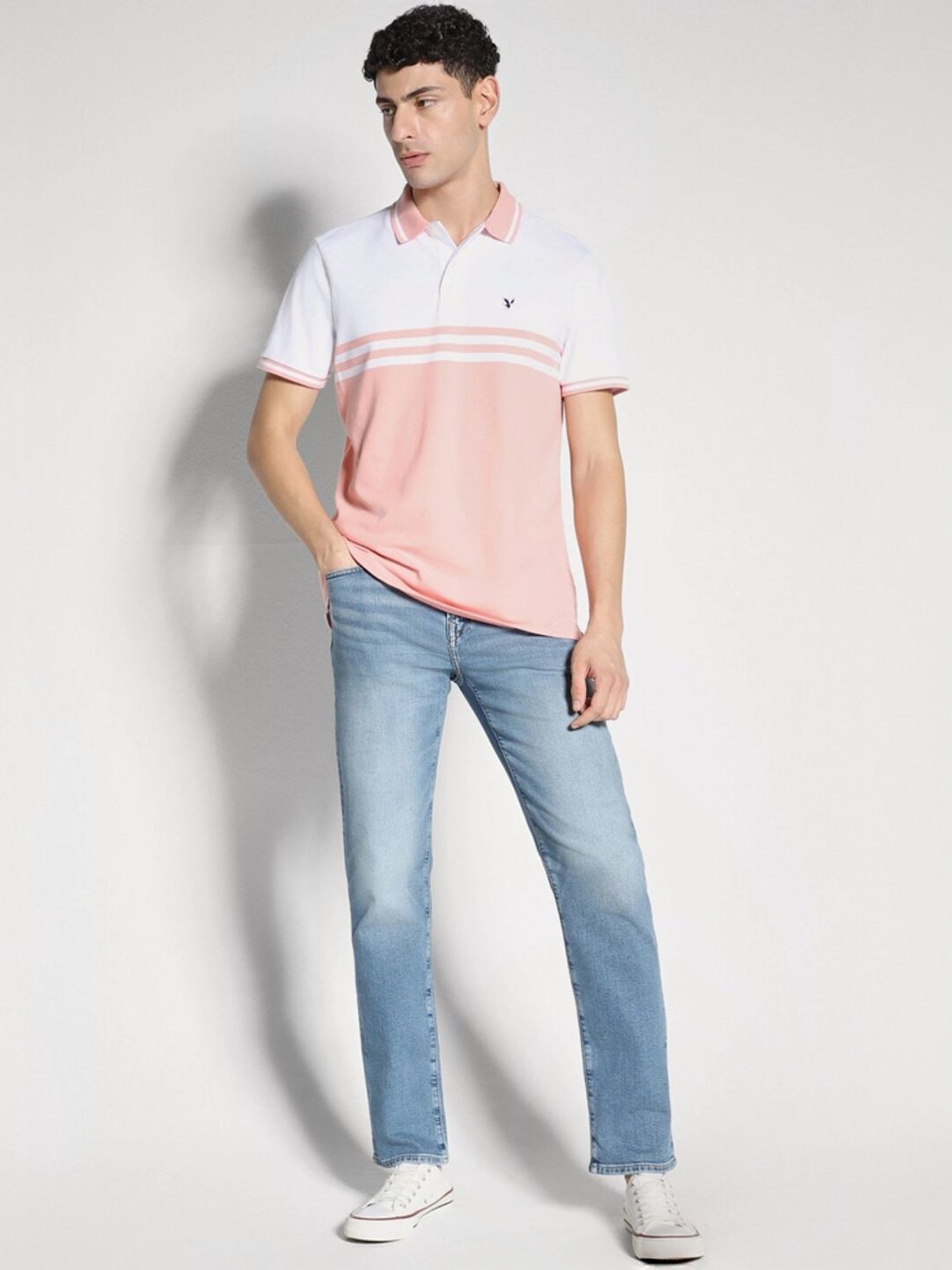 American Eagle Pink Cotton Regular Fit Printed T-Shirt