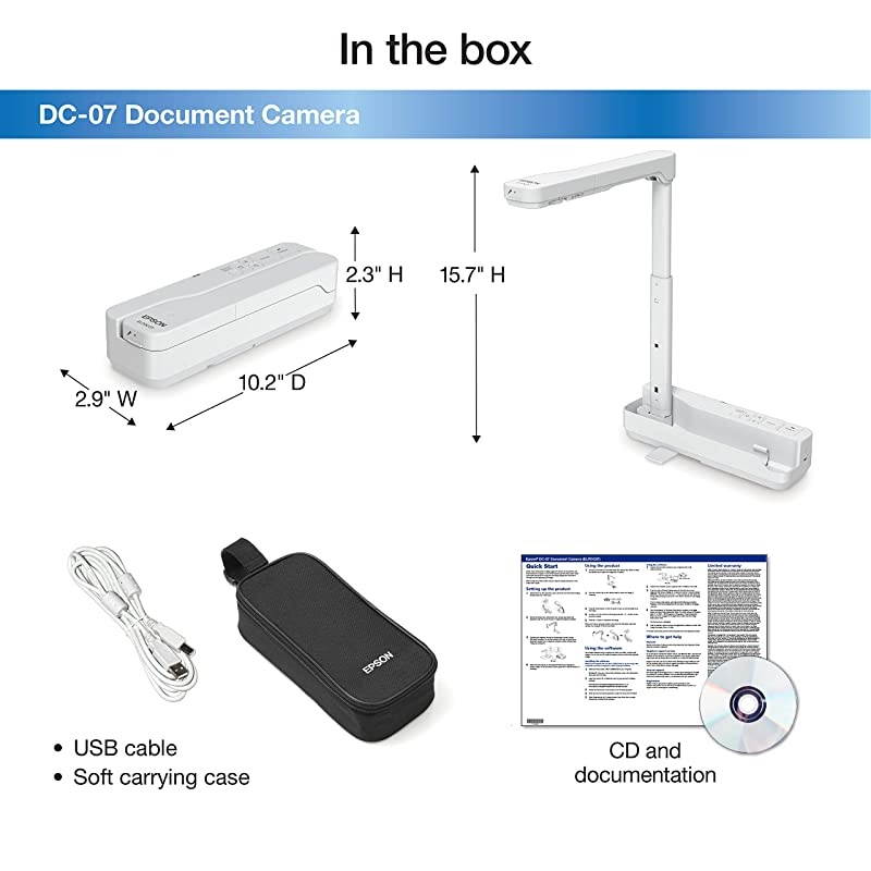 DC07 Portable Document Camera with USB Connectivity and 1080p ResolutionWhite