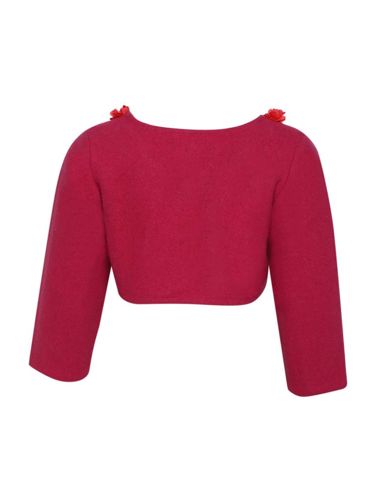 A Little Fable Kids Pink Applique Shrug