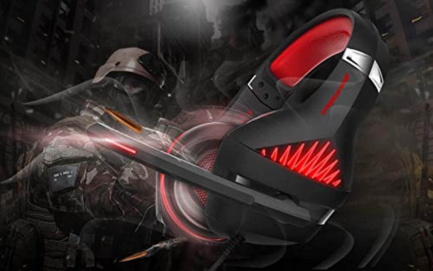 Pro Gaming Headset for PC PS4 Surround Sound Over-Ear Headphones with Mic LED Light Bass Surround Soft Memory Earmuffs for Computer Laptop Switch Games Kid?s Boy?s Teen?s Gifts