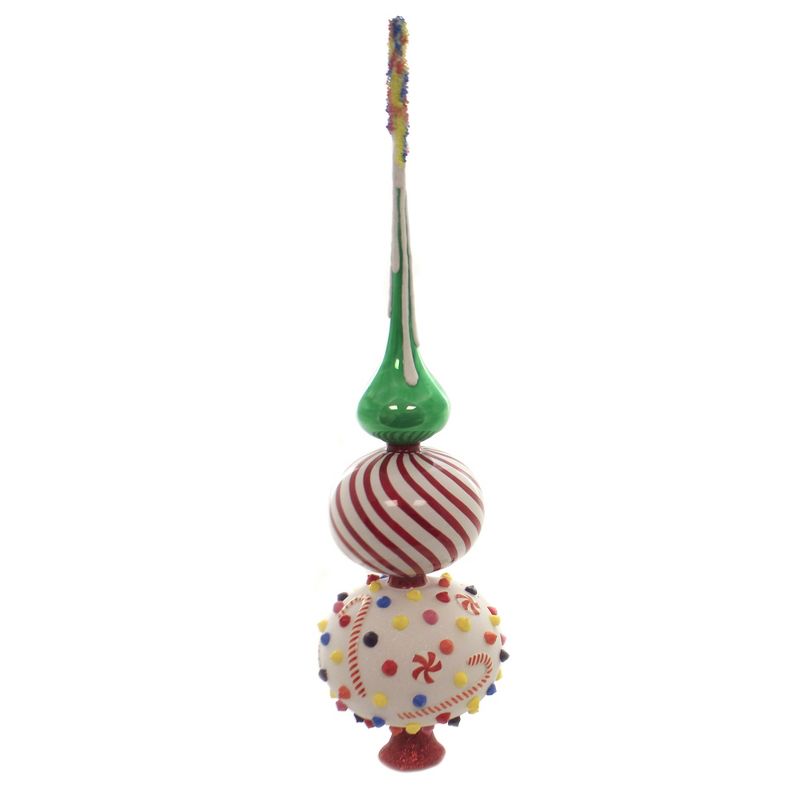 Joy To The World 17.5" Candy Finial Tree Topper Peppermint Dots  -  Tree Toppers