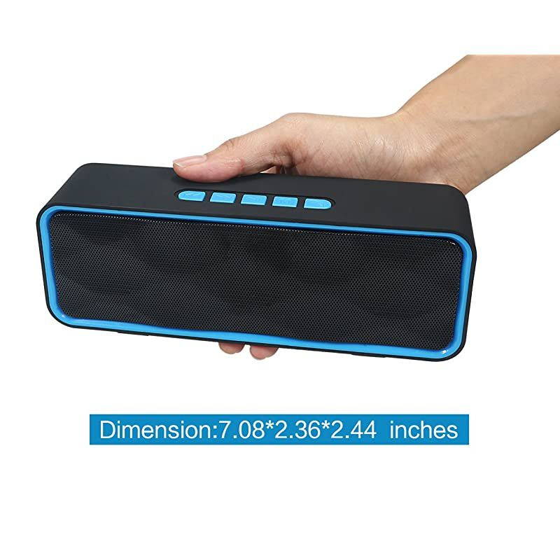 Wireless Bluetooth Speaker with AUX/USB/TF Card Slot,Outdoor Portable Stereo Speaker with HD Audio,Enhanced Bass, Dual-Driver,Handsfree Calling, FM Radio Speaker for Travel,Party (Blue)