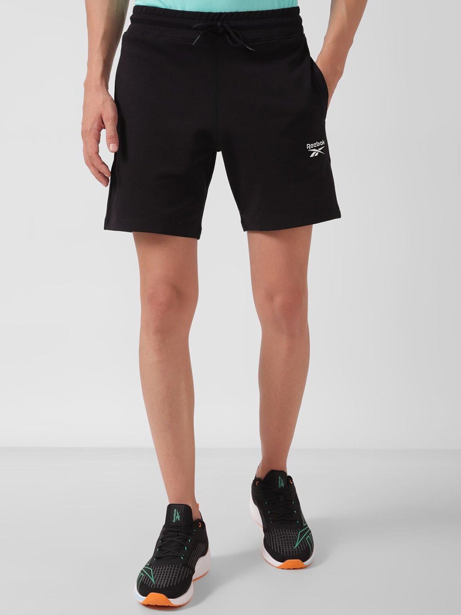Reebok Training Black Regular Fit Logo Print Sports Shorts