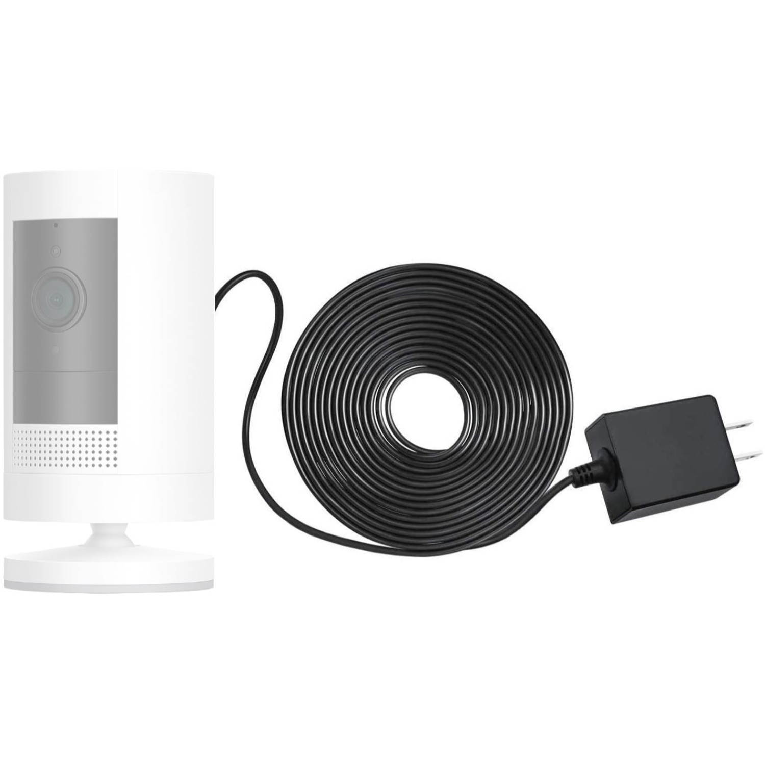 Wasserstein Weatherproof Integrated Charger for Ring Spotlight Cam Battery & Ring Stick Up Cam Battery - Extra Long and Thin 21ft Cable (Black)