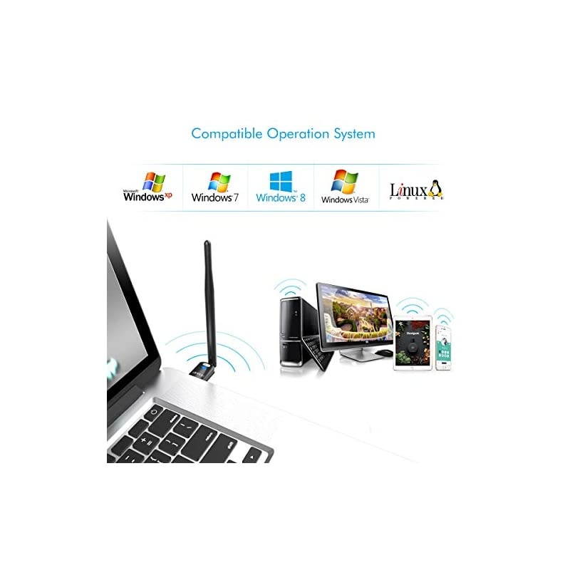 USB WiFi Adapter for PC Wireless Network Adapter for Desktop Dongle High Gain 6dBi Antenna Support Desktop Laptop Compatible with Windows 1087XPVISTA MAC 1061011