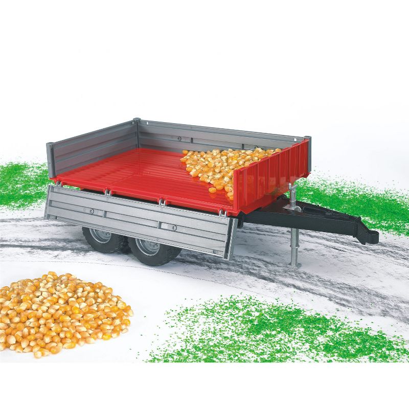 Bruder Tipping Trailer Accessory with Hitch for Farm Tractors, Construction & Forestry Trucks, Realistic Foldable Side Walls
