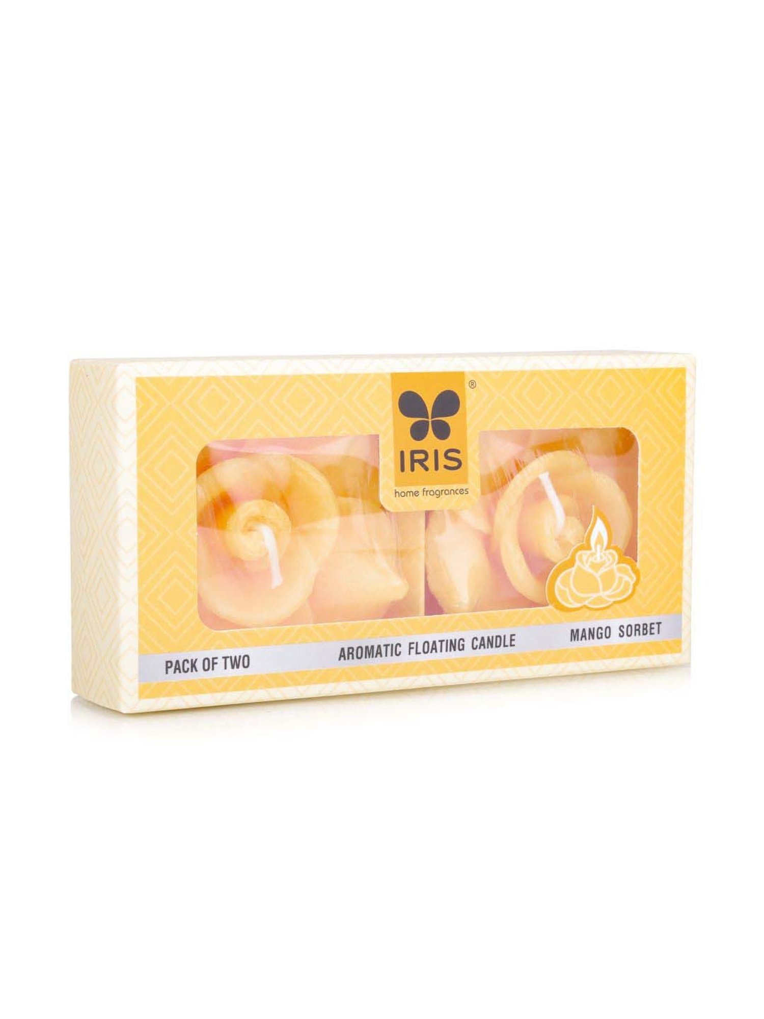 IRIS Yellow Home Fragrances Mango Sorbet Aromatic Floating Candle Pack of 2 (Set of 4)