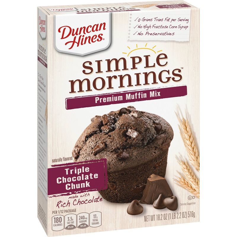 Duncan Hines Simple Mornings Triple Chocolate Chunk Muffin Mix - 18.2oz