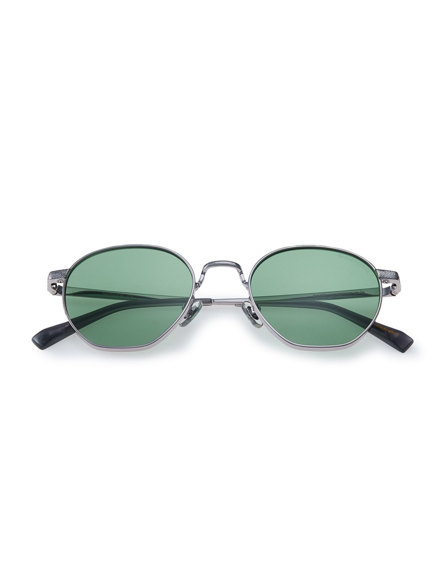 Shisen Fox Tora Gun-Light Green Round Unisex UV Protection Sunglasses -50 mm