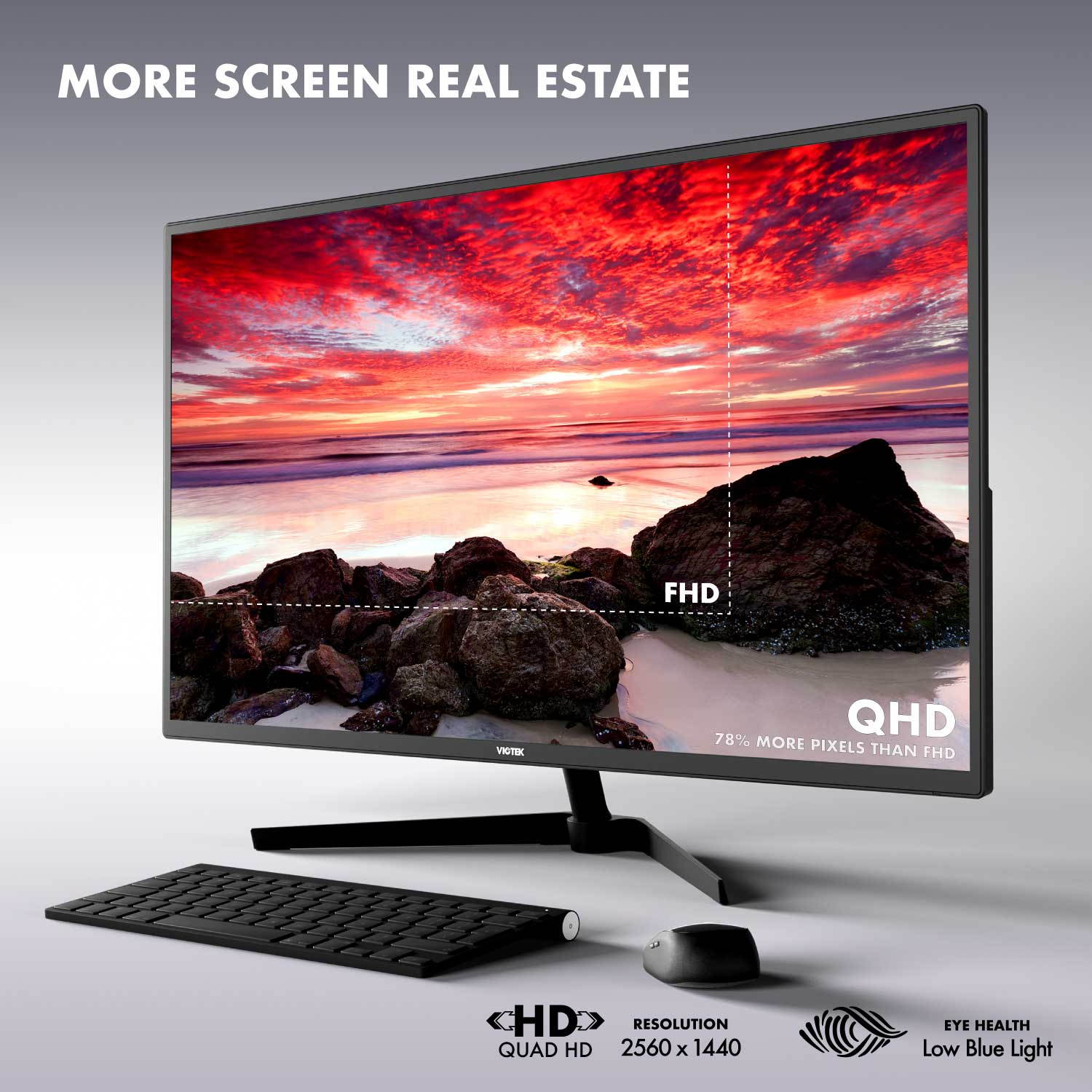 VIOTEK FI32DB 32-Inch IPS QHD Monitor 75Hz&mdash;Ultra-Slim Design 1440p 10-Bit 1.07G Displayable Colors & Ultra-Vivid Mode, FreeSync/G-Sync, HDMI DP mini-DP VGA 3.5mm&mdash;3 Years Zero Dead Pixels