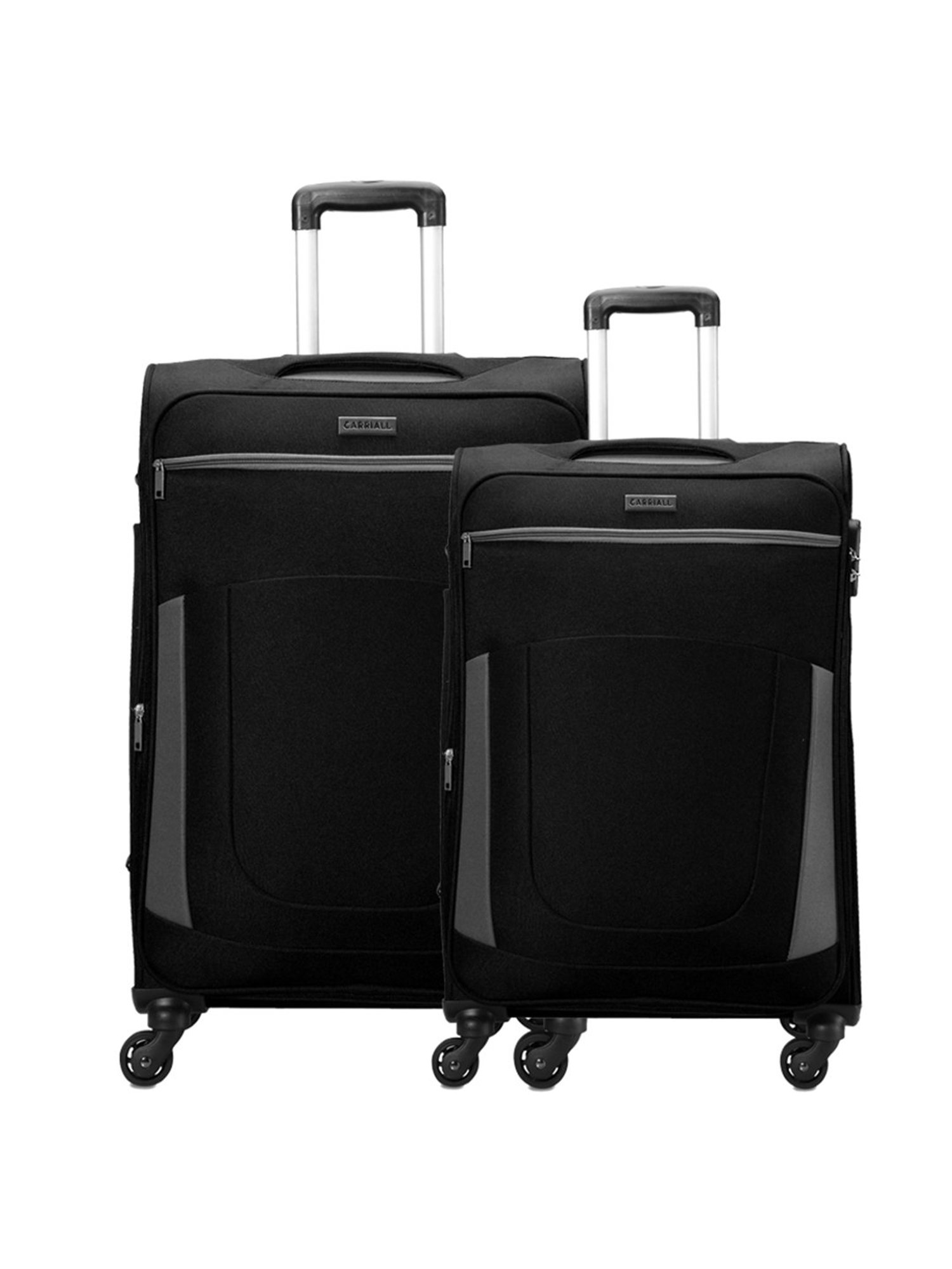 Carriall Black 4 Wheel Medium Soft Cabin Trolley Pack of 2 - 68 cm