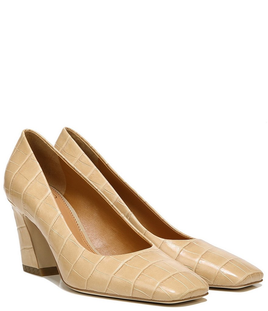 Sarto by Franco Sarto Graciana Croco Print Leather Square Toe Pumps
