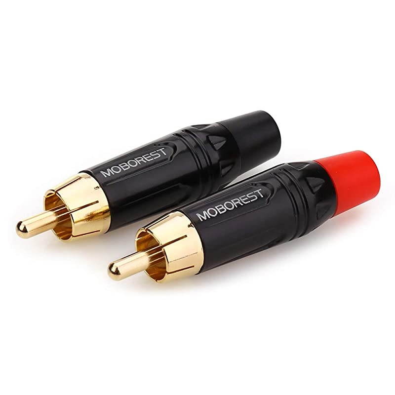 RCA Male Plug Adapter Audio Phono Gold Plated Solder 24K Gold Speaker Plugs RCA Jack Cable Connector Adapter(RCA Male-2pack)