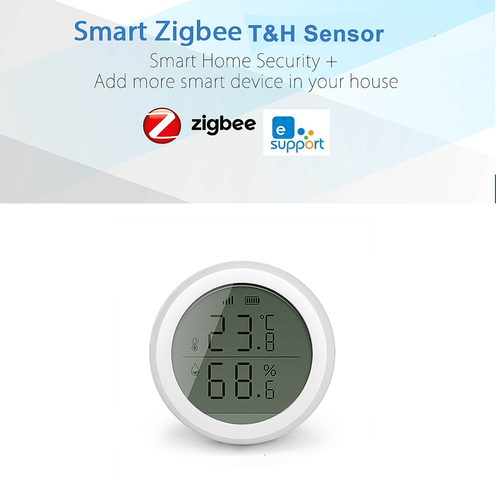 eWelink Smart Zigbee Temperature Humidity Sensor with LCD Screen High Accuracy T&H Sensor Work with Gateway Hub Home Automation Scene