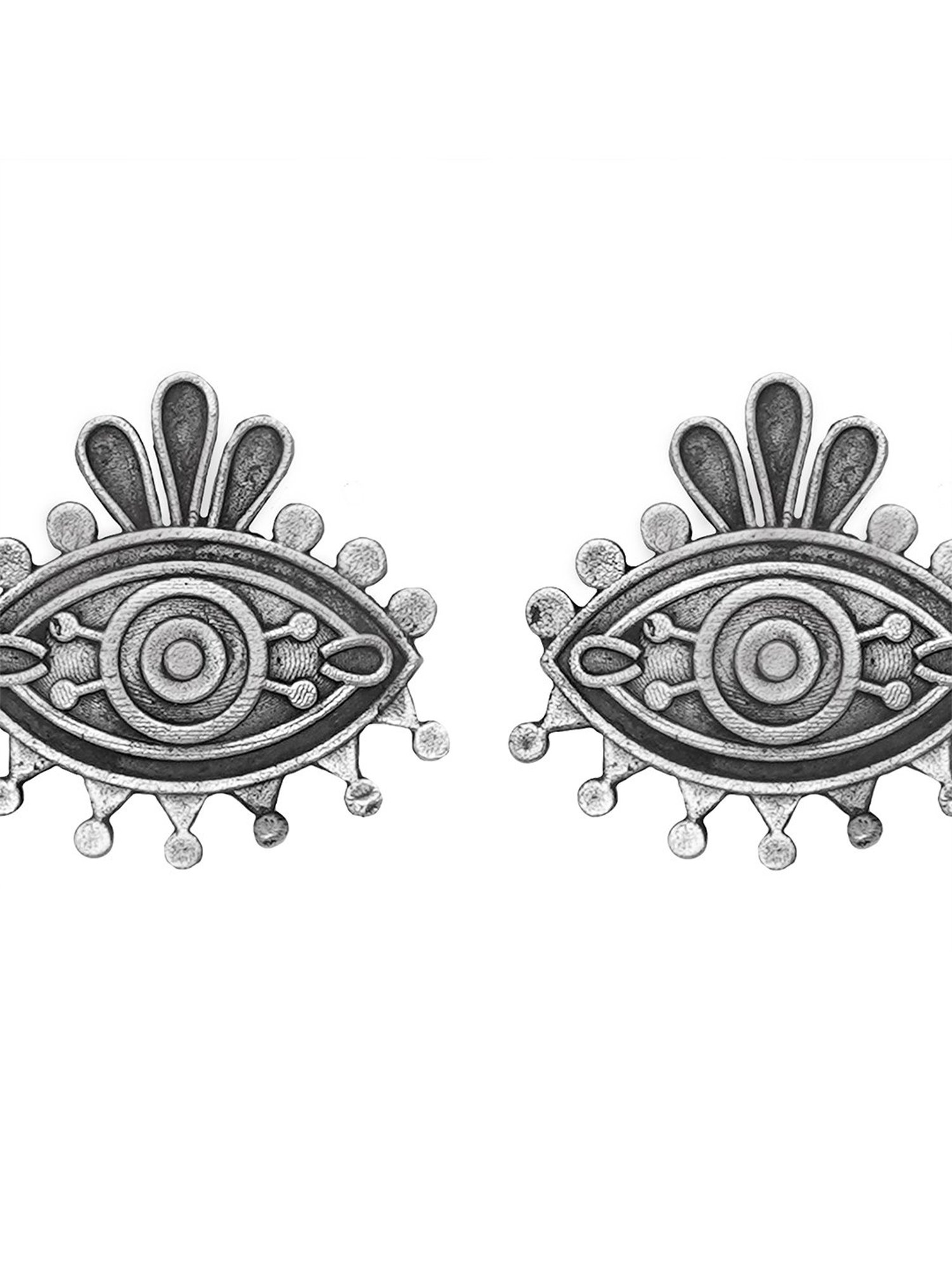 Teejh Ethnic Naina Silver Oxidized Stud Earrings
