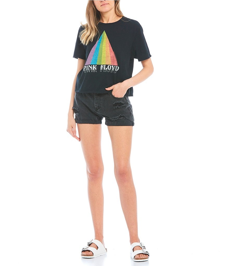 Junk Food Pink Floyd Short Sleeve Cropped Graphic Tee