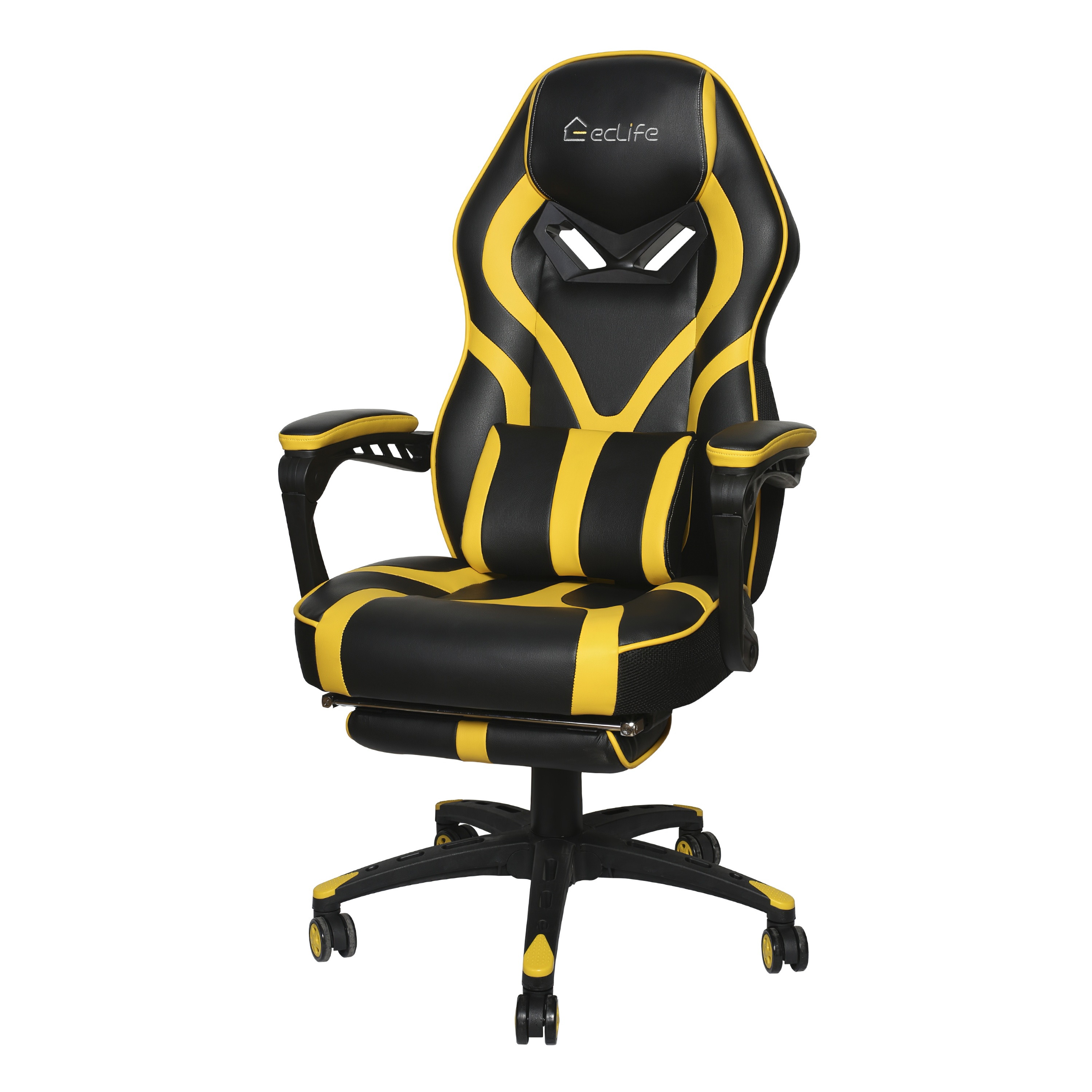E-sports Massage Gaming Chair with footrest yellow