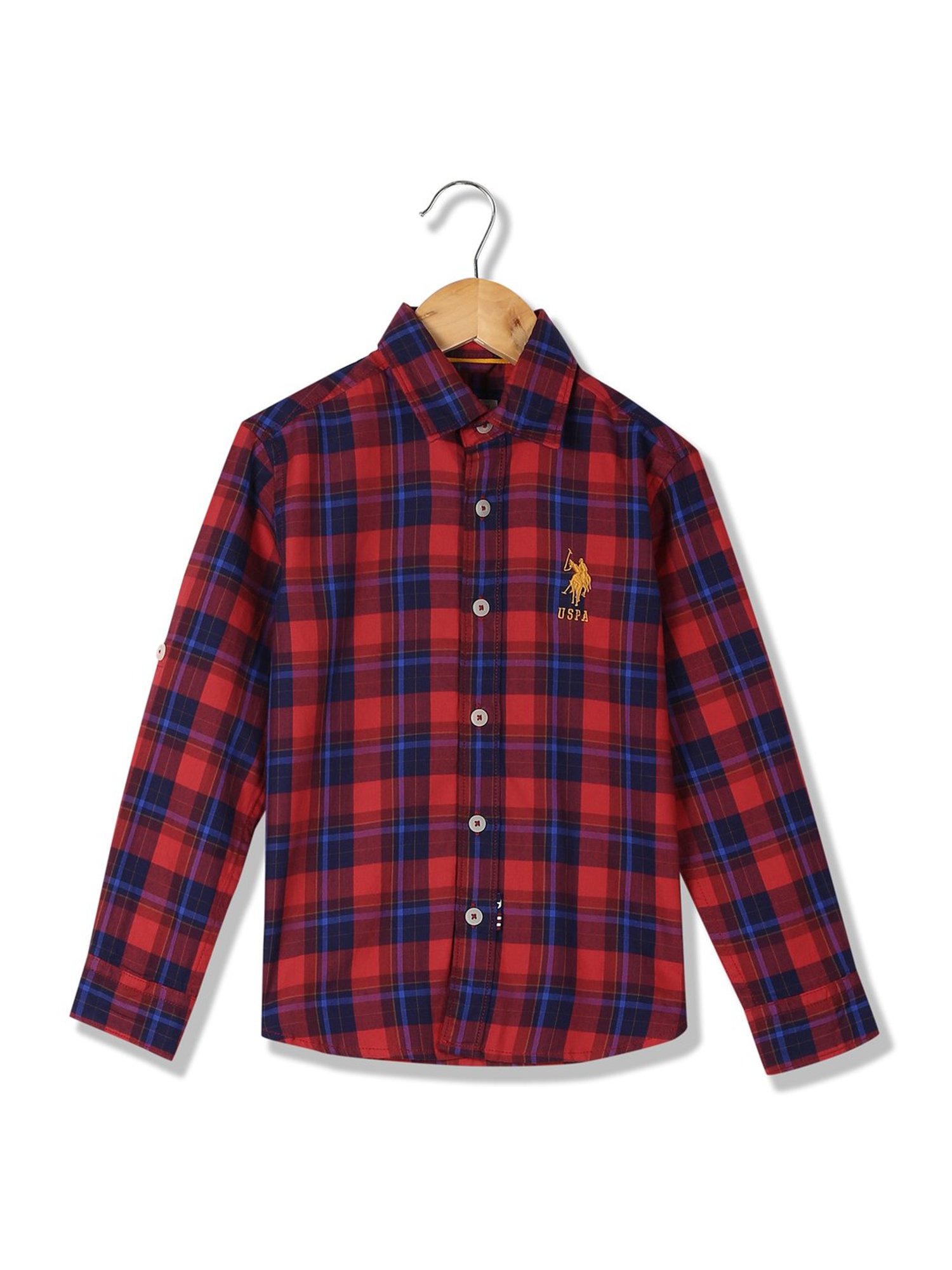 U.S. Polo Assn. Boys Red Checks Shirt