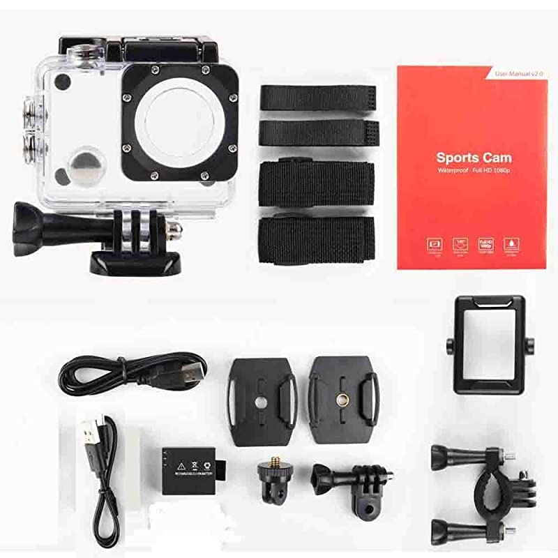 Action Camera 1080P 12MP Waterproof Underwater 98ft Sports Camera 2quot LCD Screen Wide Angle with Mounting Accessories Kit BlackBlue
