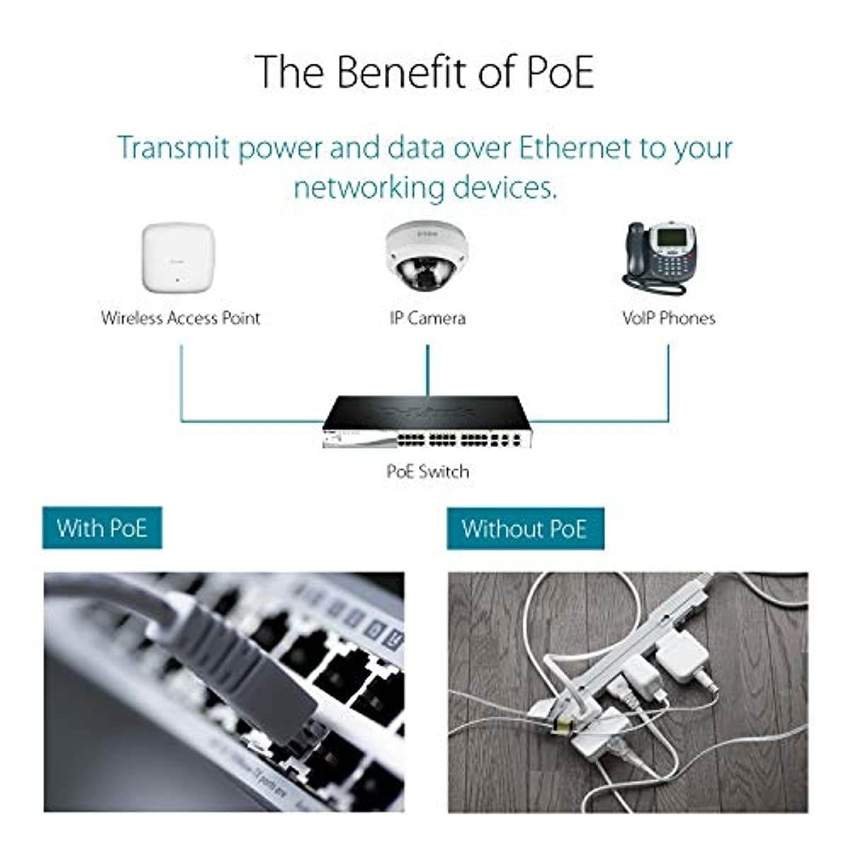 D-Link PoE Switch, 16 18 Port Ethernet Unmanaged w/ 2 1000BASE-T/SFP Gigabit Combo Port Desktop or Rackmount 10/100 246.4W PoE Budget (DES-1018MP)