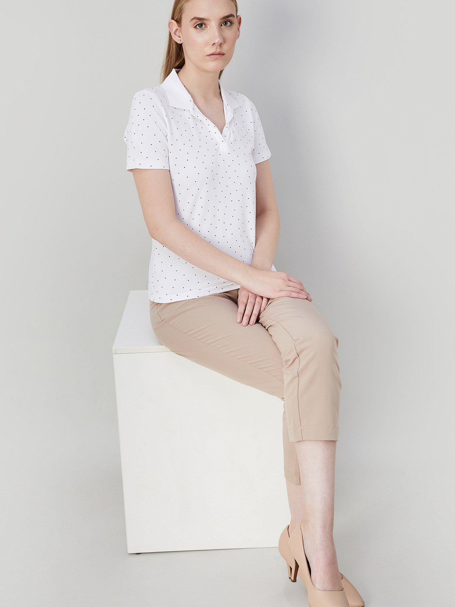 Code by Lifestyle Off White Printed Polo T-Shirt