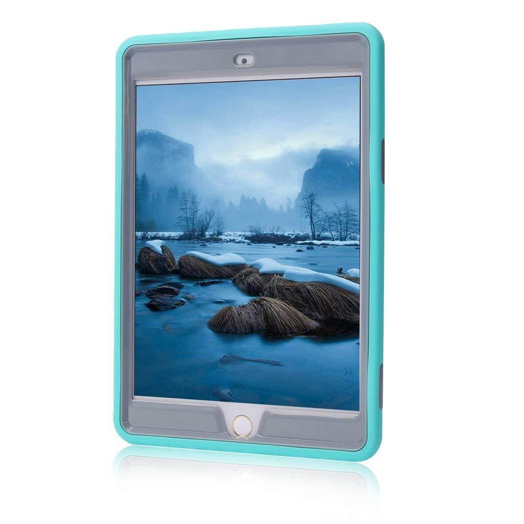 iPad mini 4 Case, iPad A1538/A1550 Case, Hocase Rugged Shockproof Anti-Slip Hybrid Hard Shell+Silicone Rubber Bumper Protective Case for Apple iPad mini 4th Generation 2015 - Teal / Grey