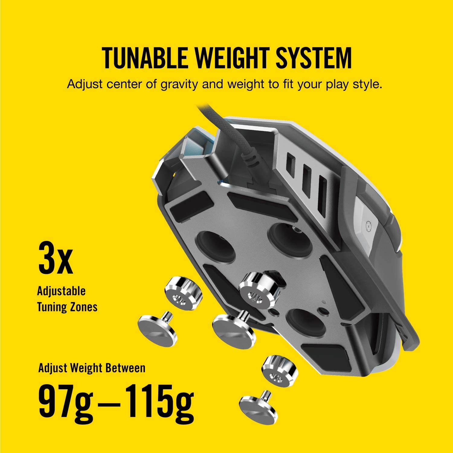 M65 RGB ELITE - FPS Gaming Mouse - 18,000 DPI Optical Sensor - Adjustable DPI Sniper Button - Tunable Weights -  White