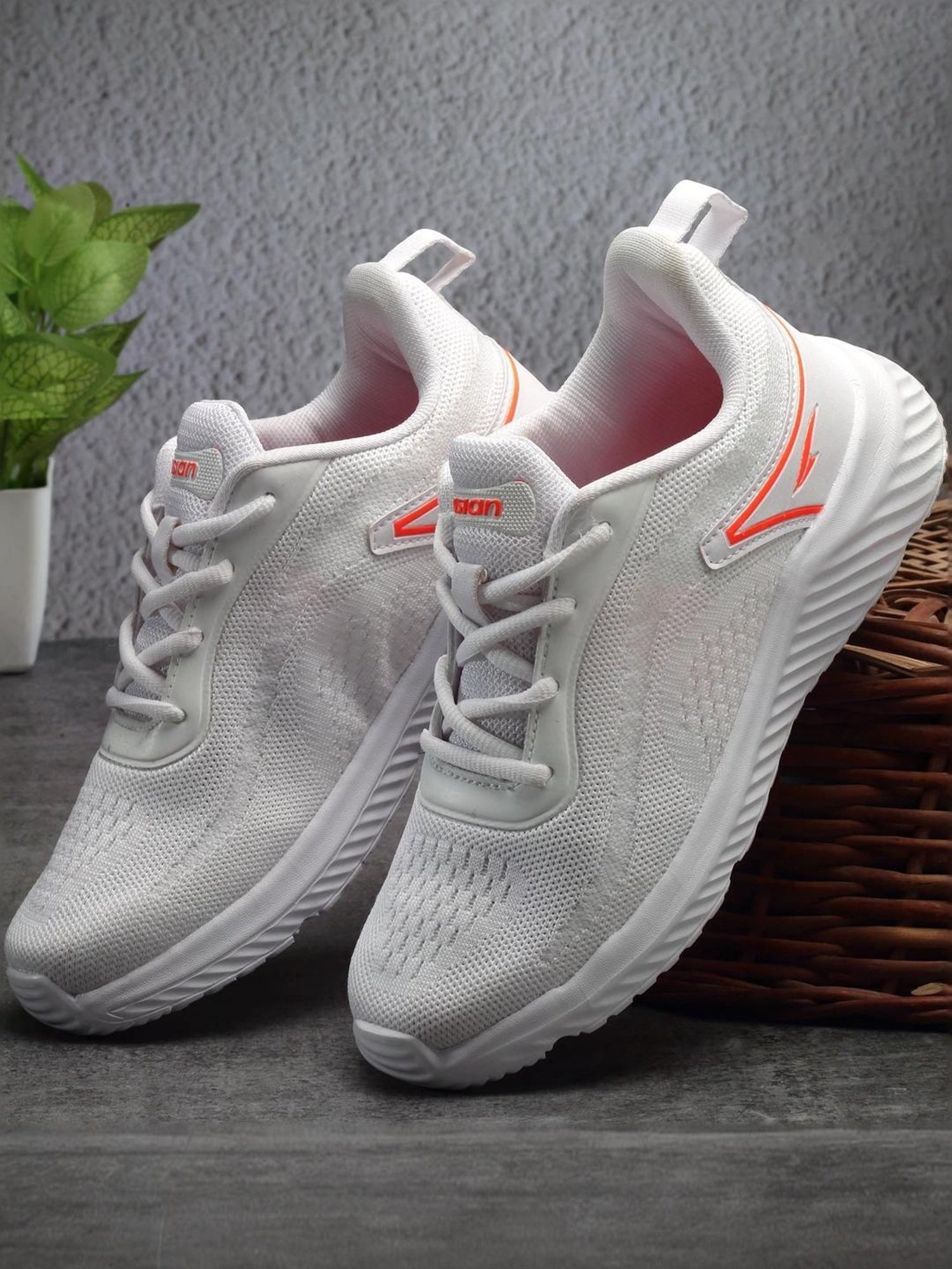 Asian Kids White Running Shoes