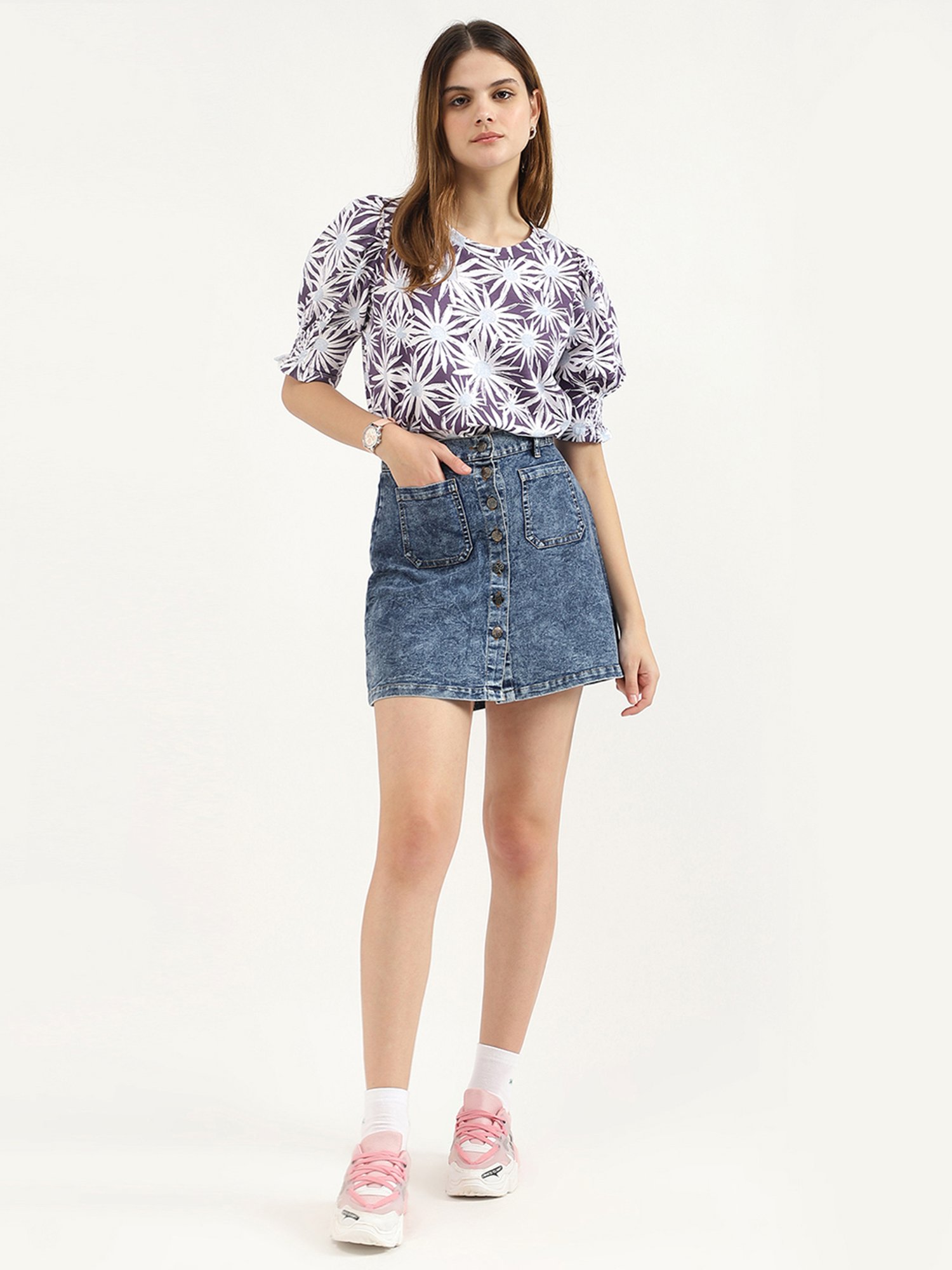 United Colors of Benetton Purple Printed T-Shirt