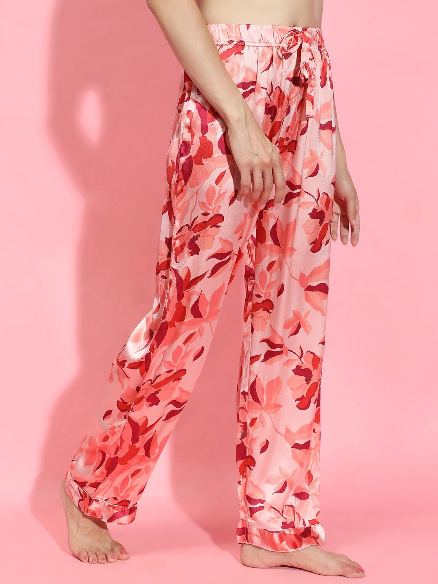 Oxolloxo Pink Satin Printed Pyjamas